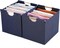 Large Foldable Storage Bins, Linen Fabric, Pack of 2, Storage Baskets with Wooden Carry Handles and Sturdy Heavy Cardboard